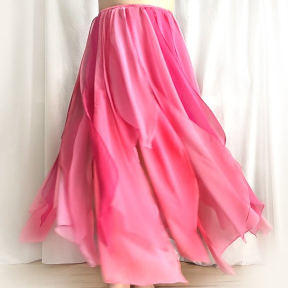 Ameynra belly dance skirt, pink multicolor chiffon. Size S. New. OOAK - Picture 1 of 2